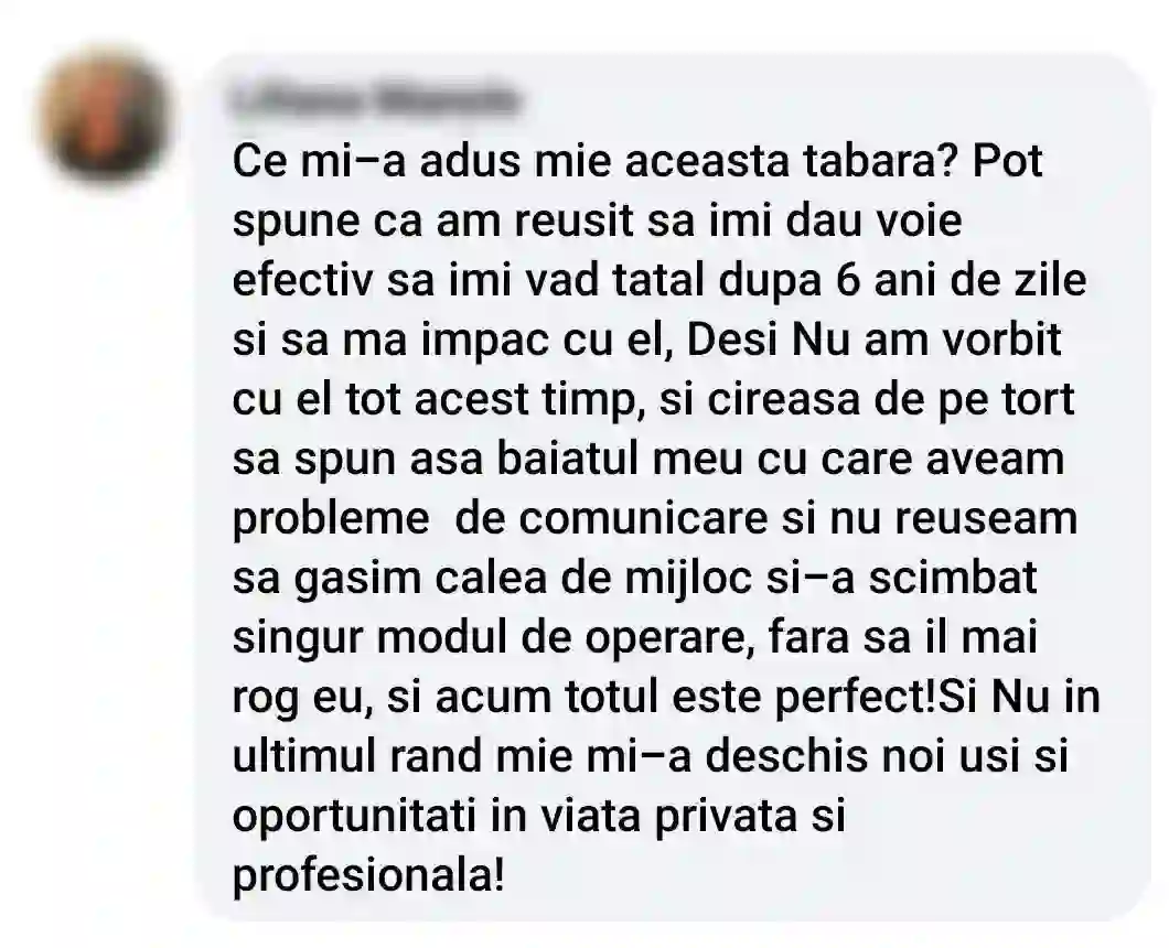 Testimonial - Tabăra de Vindecare Emoțională